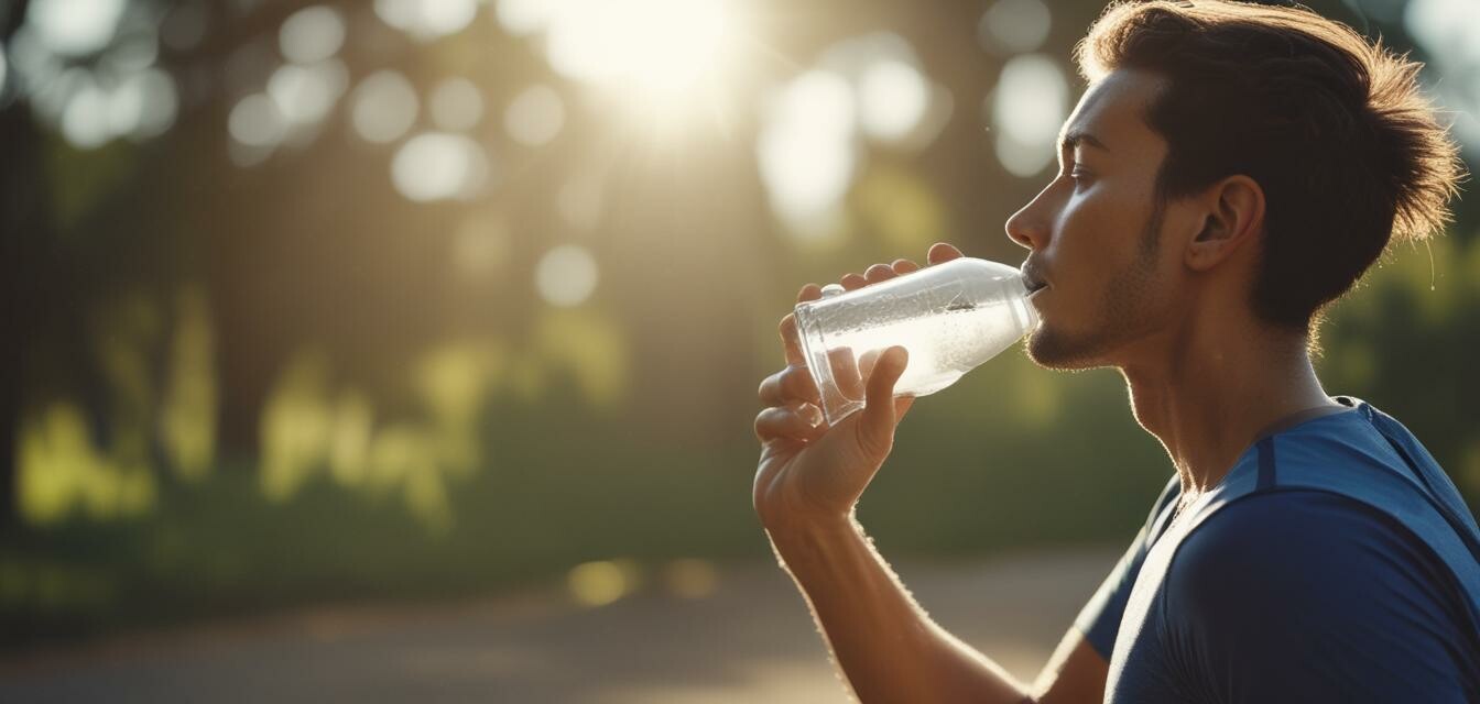 Runner drinking water